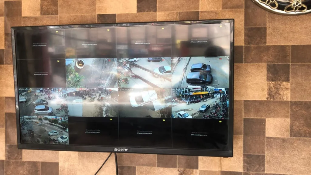 CCTV monitoring screen showing live camera views